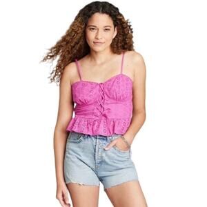 Wild fable pink eyelet top coquette peplum cowgirl summer barbie western
